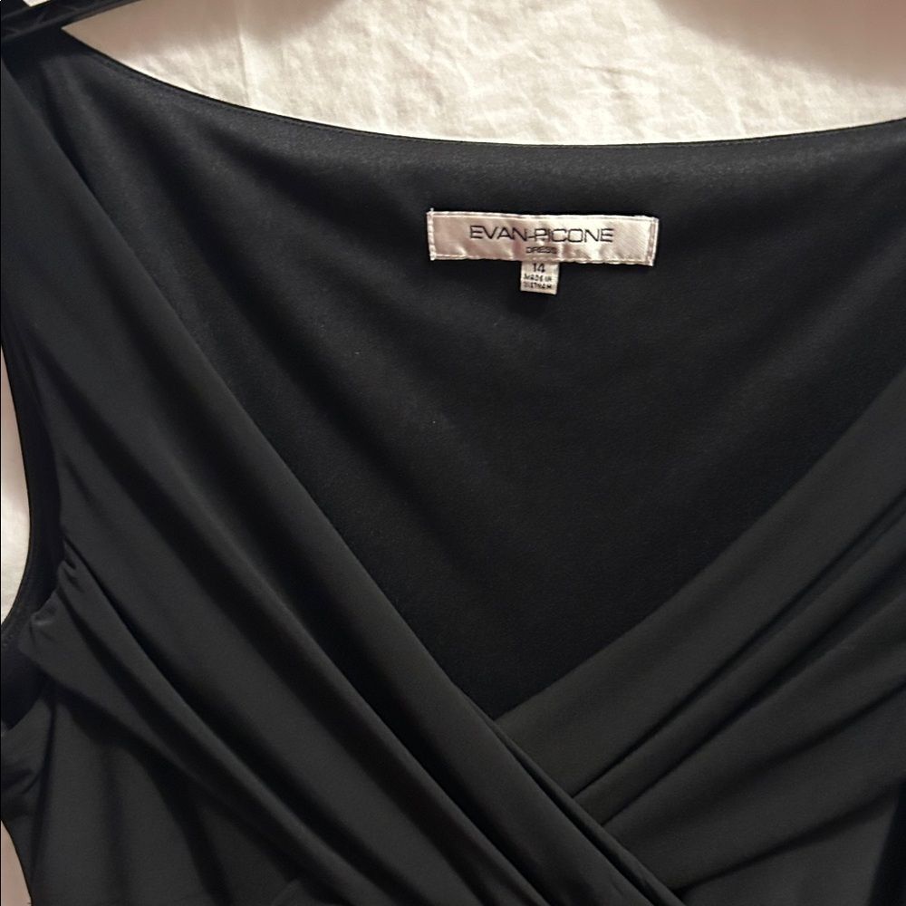 NWT Vintage Evan Picone Classic Black Wrap Dress Size 14